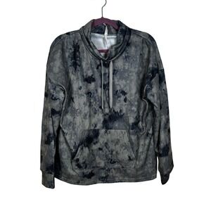 Adrienne Vittadini Cozy Sweatshirt L Loungewear Soft Comfy Print Kangaroo Pocket